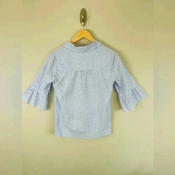 Lily Pulitzer Ginger Cotton Stretch Top flounce sleeve blue white Women's small - Picture 8 of 13